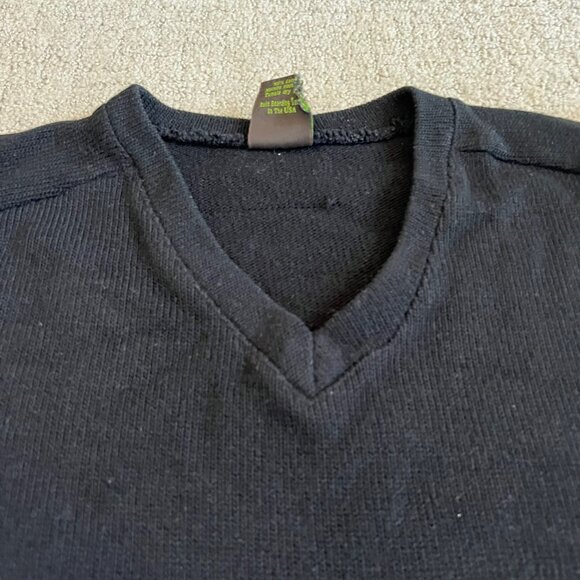 Vintage Volcom Men’s V Neck Sweater Sz M Black Cotton Made in USA Skate Surf - Picture 5 of 10